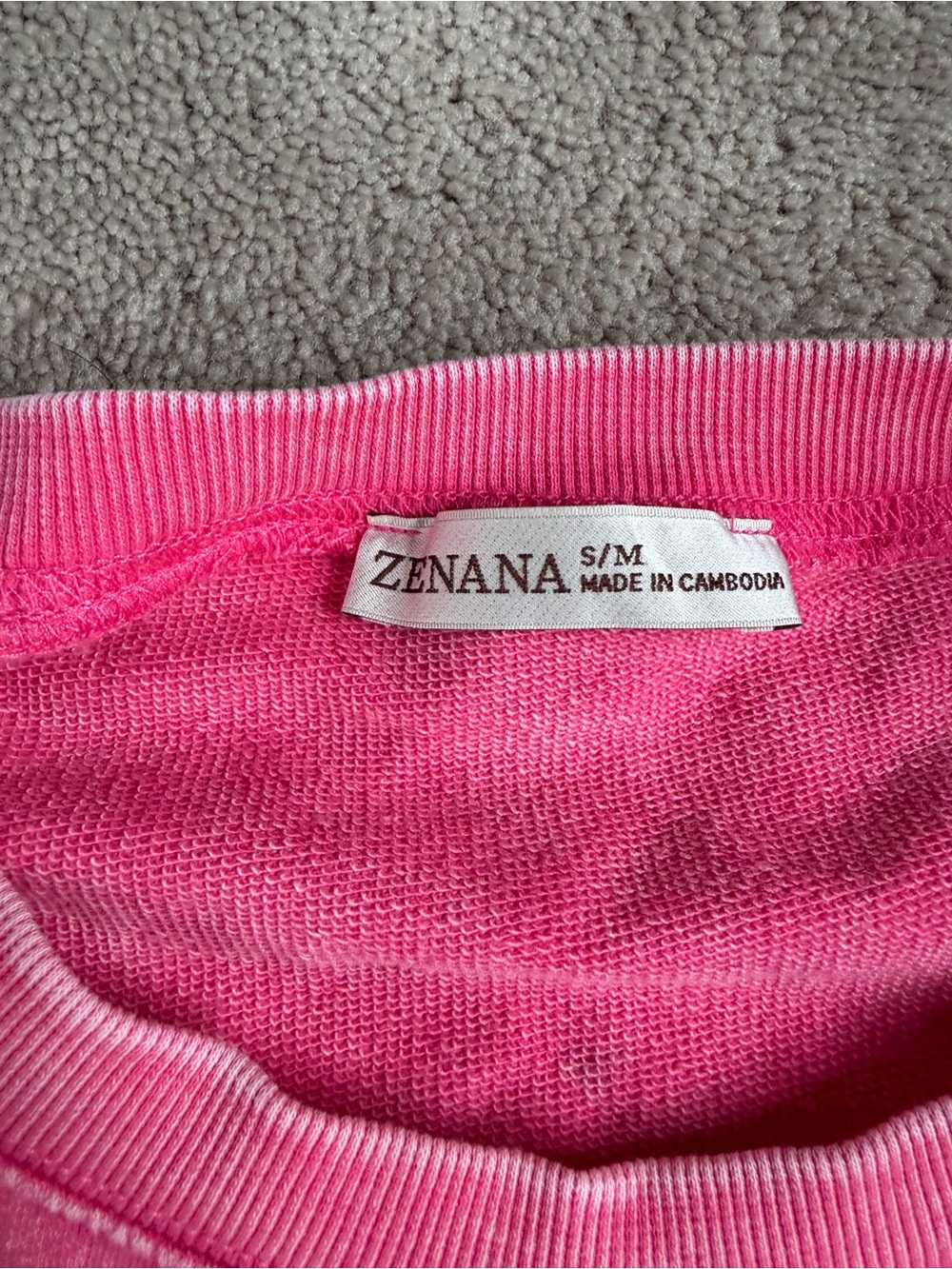 Zenana Outfitters Pink Washed Ruffle-Trim Short-Sleeve Sweatshirt - Picture 3 of 3
